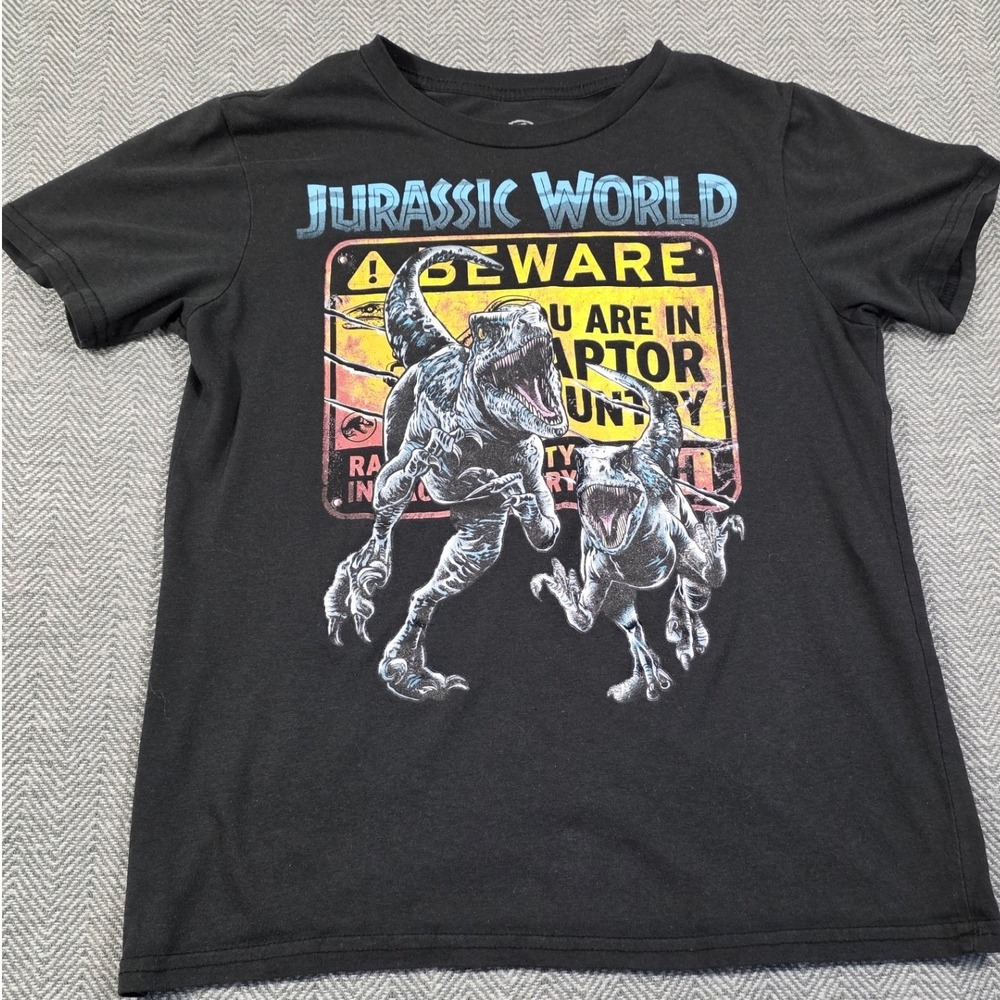 Jurassic World Dominion Boys Large Black Raptor Country Graphic T-Shirt LG